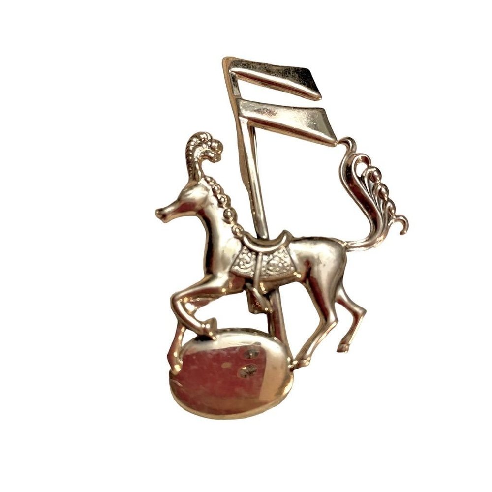 Lang Sterling Silver Show horse on a Musical Note Collectible Brooch
